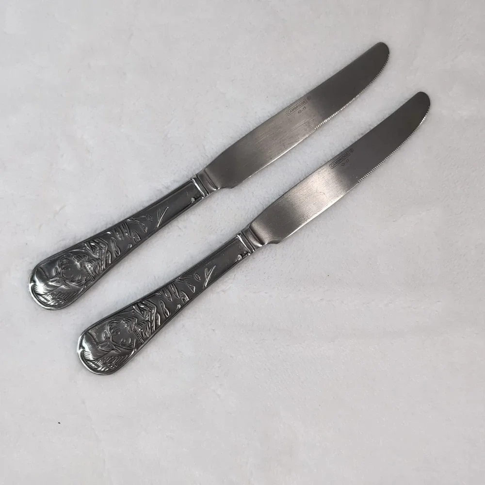 Cambridge Stainless Steel Butter Knives Set Elk Deer Wildlife Embossed Handle‎